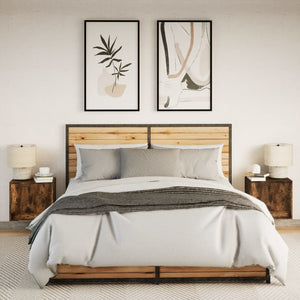 Comodini a Parete con luci LED 2 pz Rovere Fumo 852084