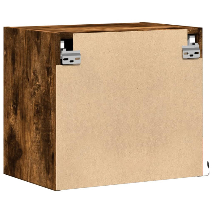 Comodini a Parete con luci LED 2 pz Rovere Fumo 852084