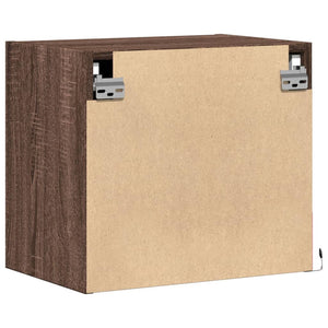 Comodini a Parete con luci LED 2 pz-Set di 2 Tavolino da notte Rovere Marrone 608005