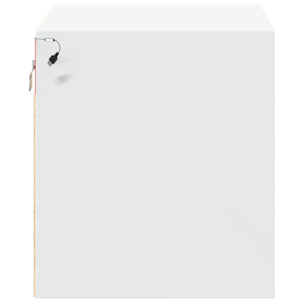 Comodino a Parete con Luci LED-Tavolino da notte sospeso Bianco 201556