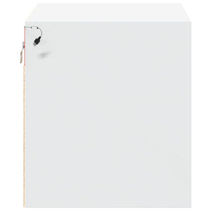 Comodino a Parete con Luci LED-Tavolino da notte sospeso Bianco 201556