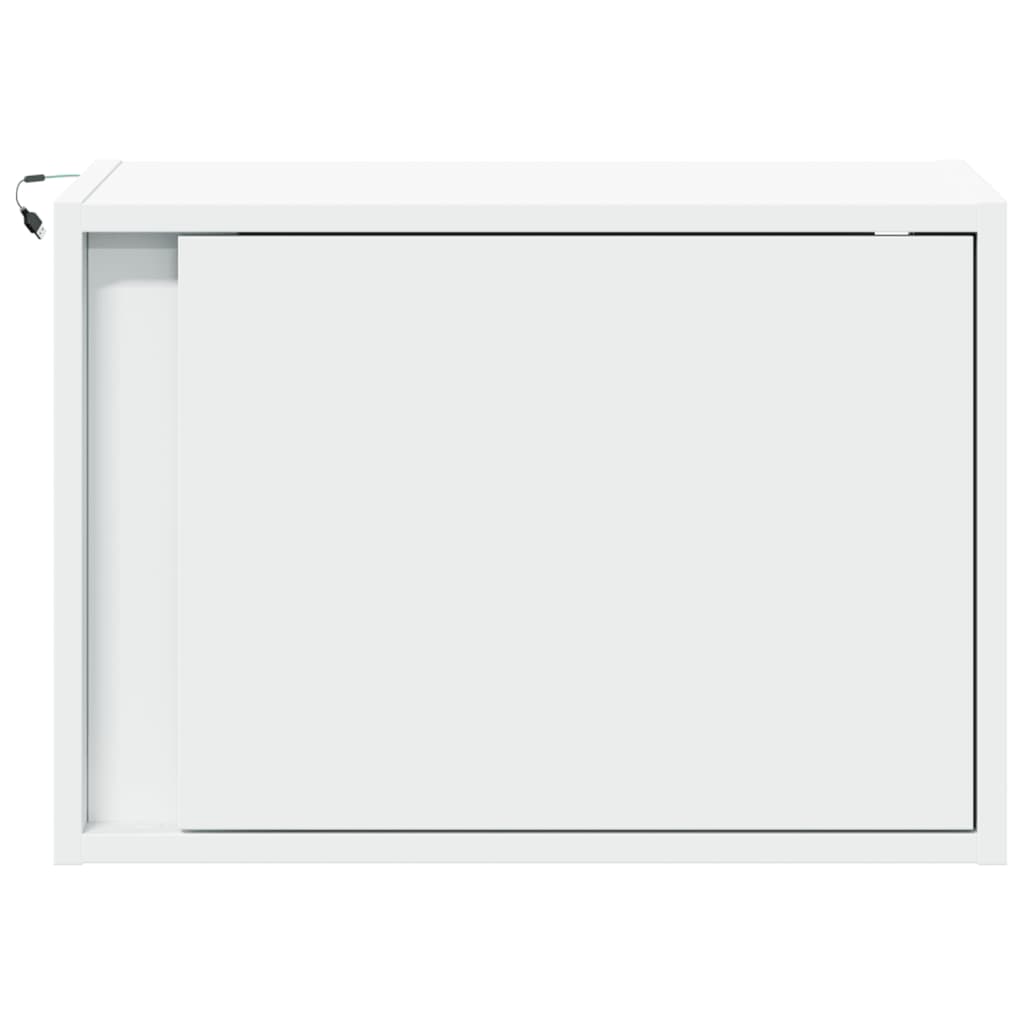 vidaXL Comodini a Parete con Luci LED 2 pz Bianchi