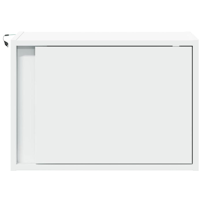 vidaXL Comodini a Parete con Luci LED 2 pz Bianchi