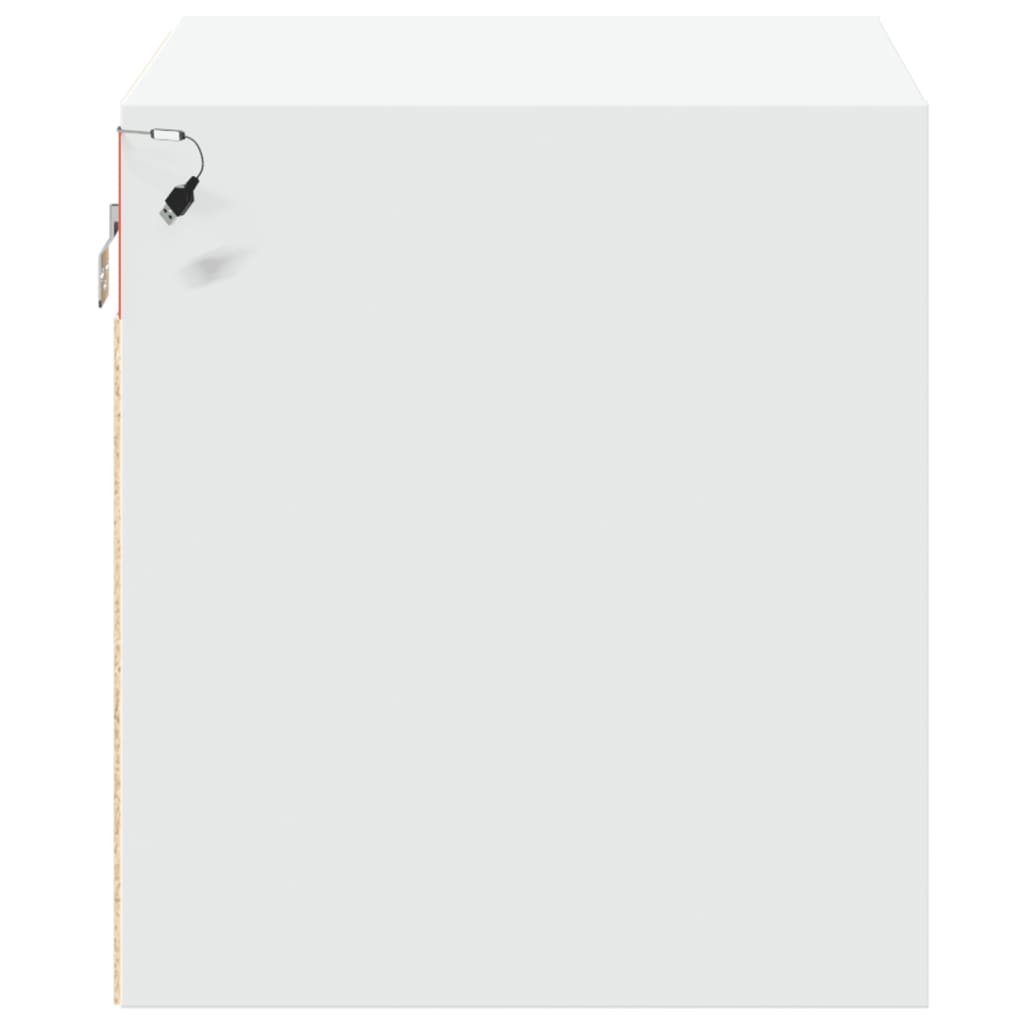 Comodini a Parete con Luci LED 2 pz-Set di 2 Tavolino da notte Bianchi 737070