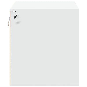 Comodini a Parete con Luci LED 2 pz-Set di 2 Tavolino da notte Bianchi 737070