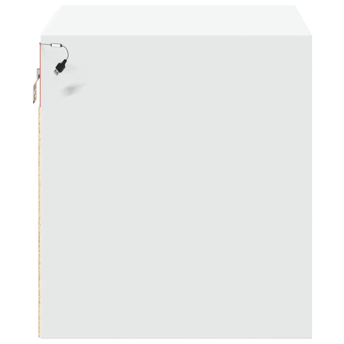 Comodini a Parete con Luci LED 2 pz-Set di 2 Tavolino da notte Bianchi 737070