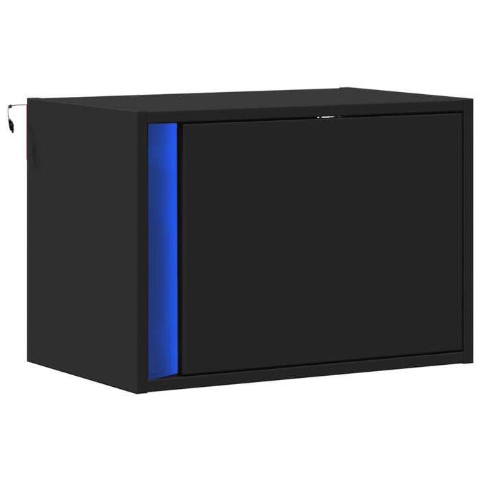 vidaXL Comodino a Parete con Luci LED Nero