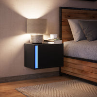 vidaXL Comodino a Parete con Luci LED Nero