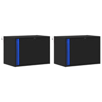 vidaXL Comodini a Parete con Luci LED 2 pz Neri