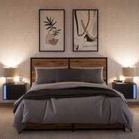 Comodini a Parete con Luci LED 2 pz-Set di 2 Tavolino da notte Neri 723680