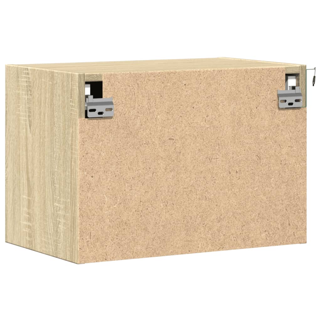 vidaXL Comodino a Parete con luci LED Rovere Sonoma