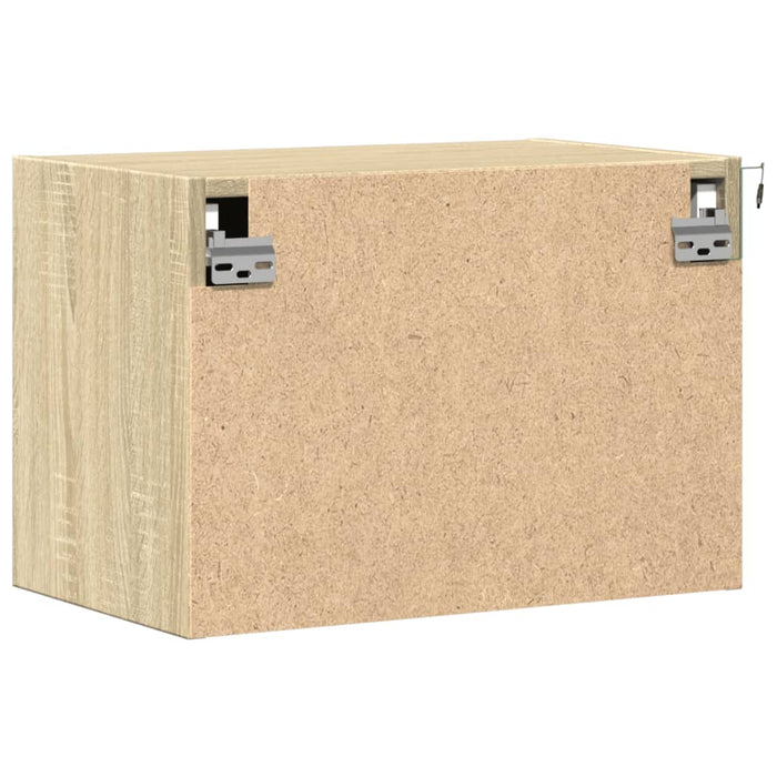 Comodino a Parete con Luci LED-Tavolino da notte sospeso Rovere Sonoma 530426