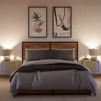 Comodini a Parete con luci LED 2 pz-Set di 2 Tavolino da notte Rovere Sonoma 520620