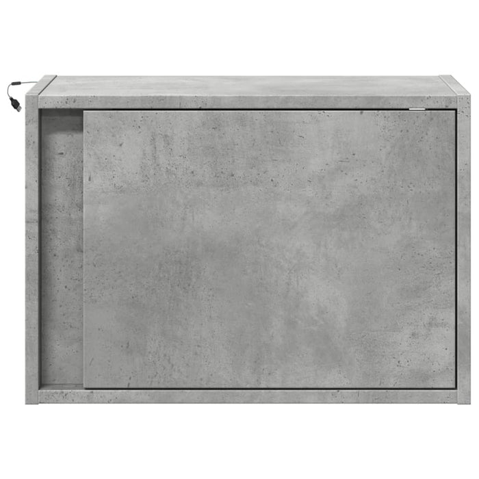 Comodino a Parete con Luci LED-Tavolino da notte sospeso Grigio Cemento 189367