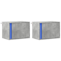 Comodini a Parete con Luci LED 2 pz-Set di 2 Tavolino da notte Grigio Cemento 461339
