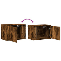 vidaXL Comodini a Parete con luci LED 2 pz Rovere Fumo