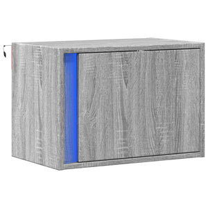 Comodino a Parete con luci LED Grigio Sonoma 852099