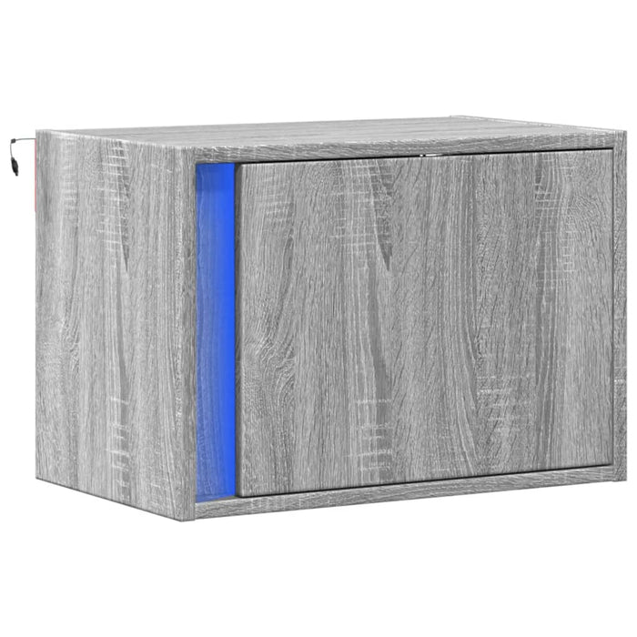 Comodino a Parete con luci LED Grigio Sonoma 852099