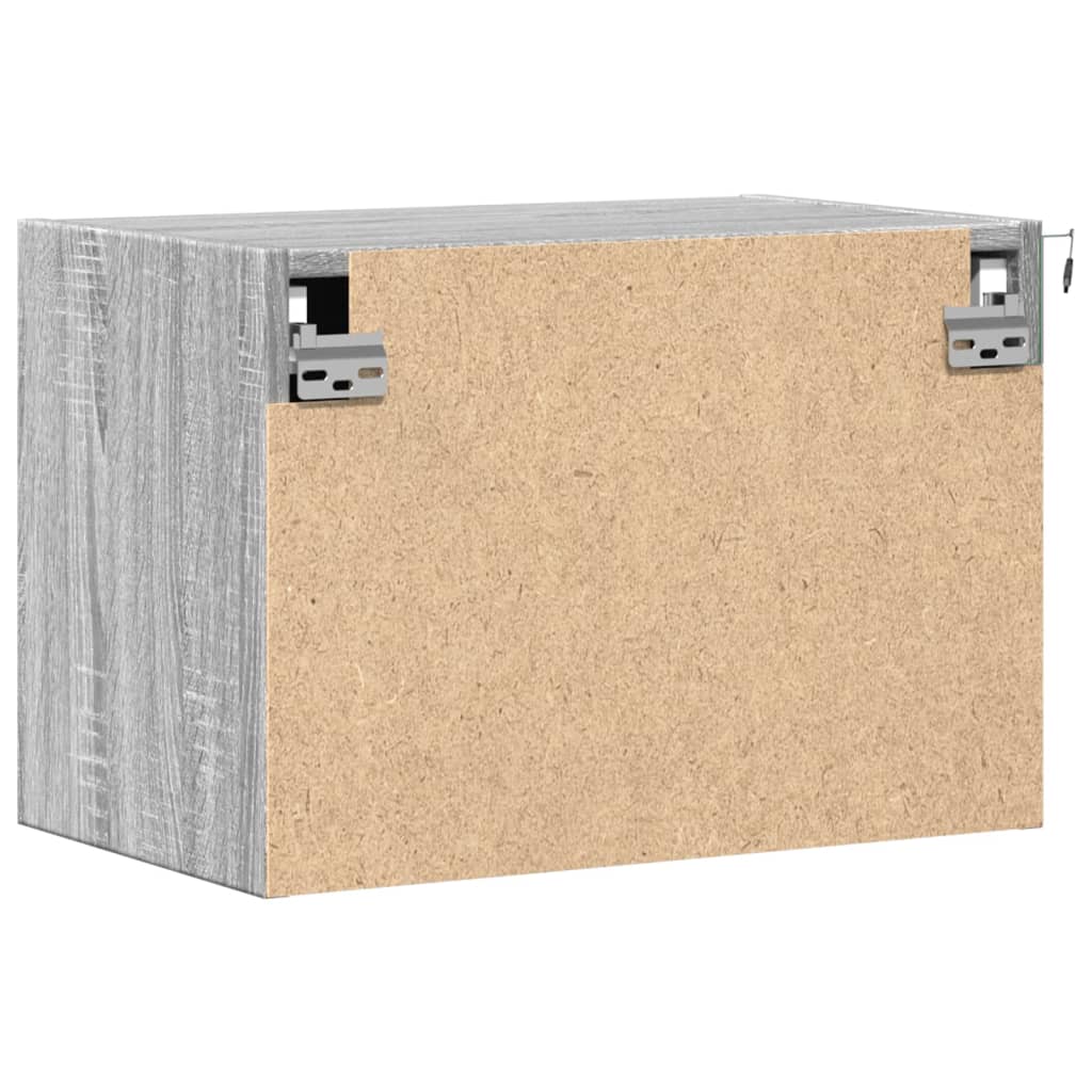 Comodino a Parete con Luci LED-Tavolino da notte sospeso Grigio Sonoma 582434