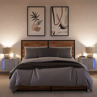 Comodini a Parete con luci LED 2 pz-Set di 2 Tavolino da notte Grigio Sonoma 604245