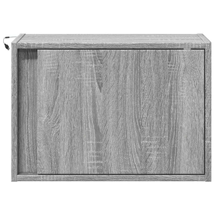 Comodini a Parete con luci LED 2 pz-Set di 2 Tavolino da notte Grigio Sonoma 604245