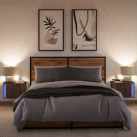 vidaXL Comodini a Parete con luci LED 2 pz Rovere Marrone