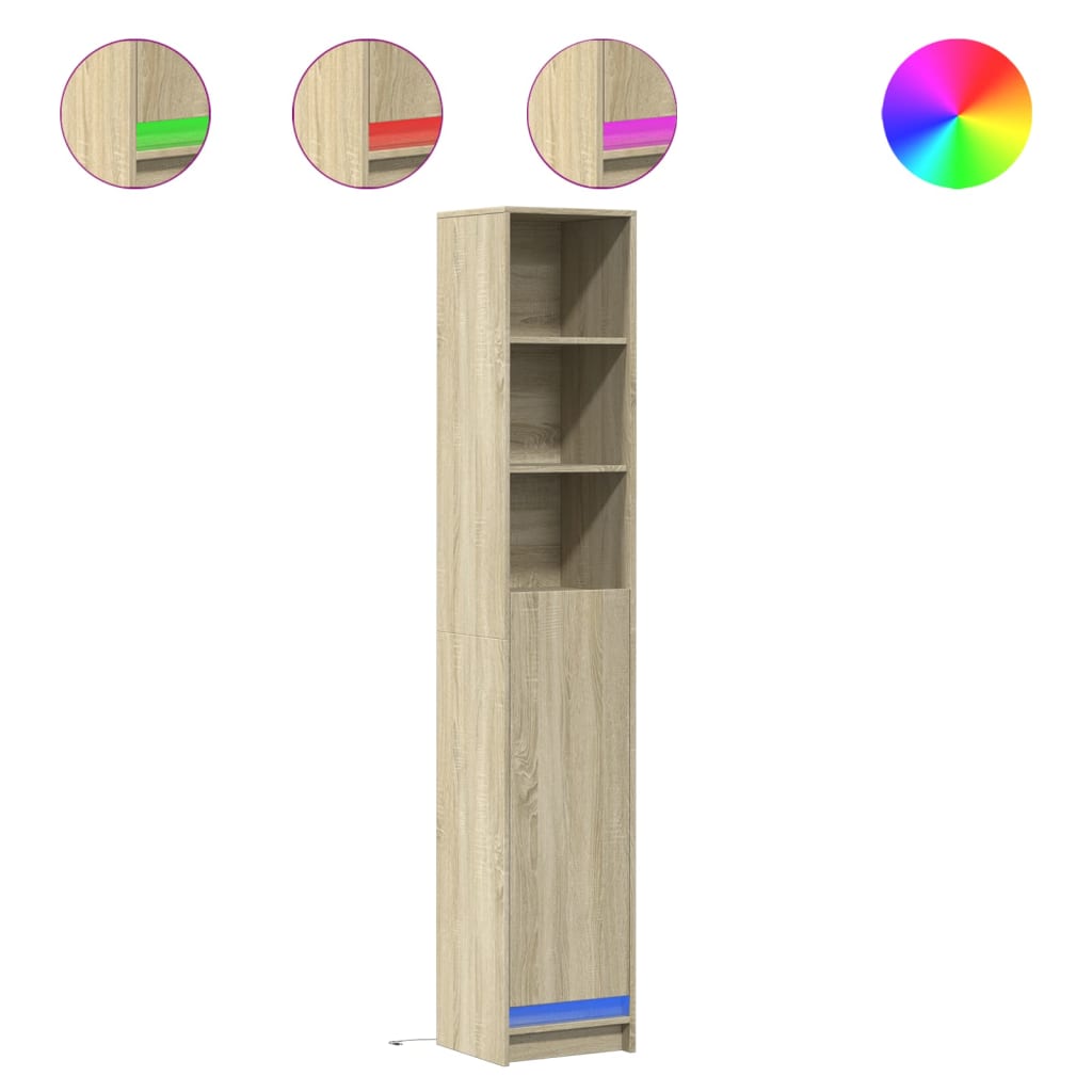 Credenza con LED Rovere Sonoma 36x32,5x200 cm Legno Multistrato