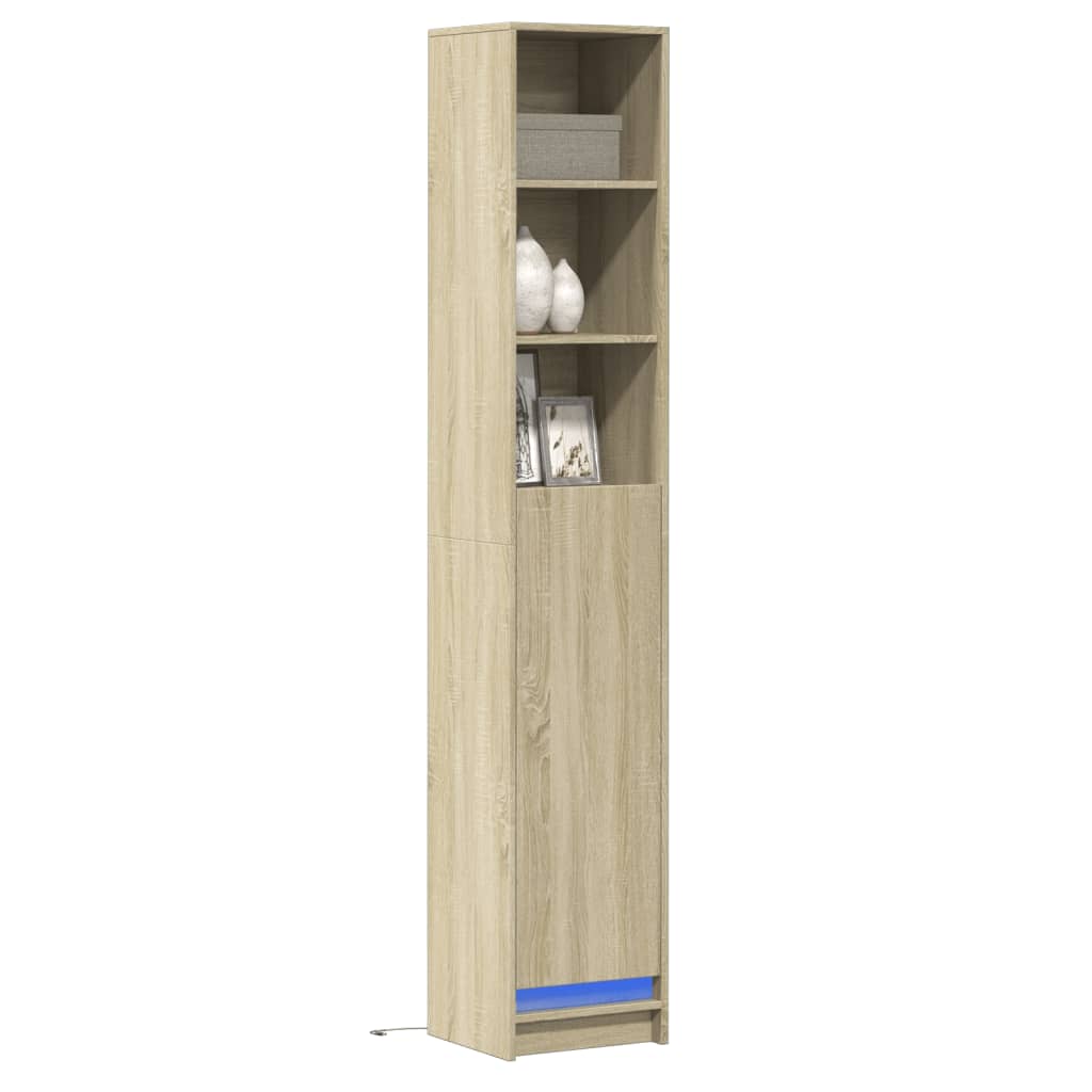 Credenza con LED Rovere Sonoma 36x32,5x200 cm Legno Multistrato