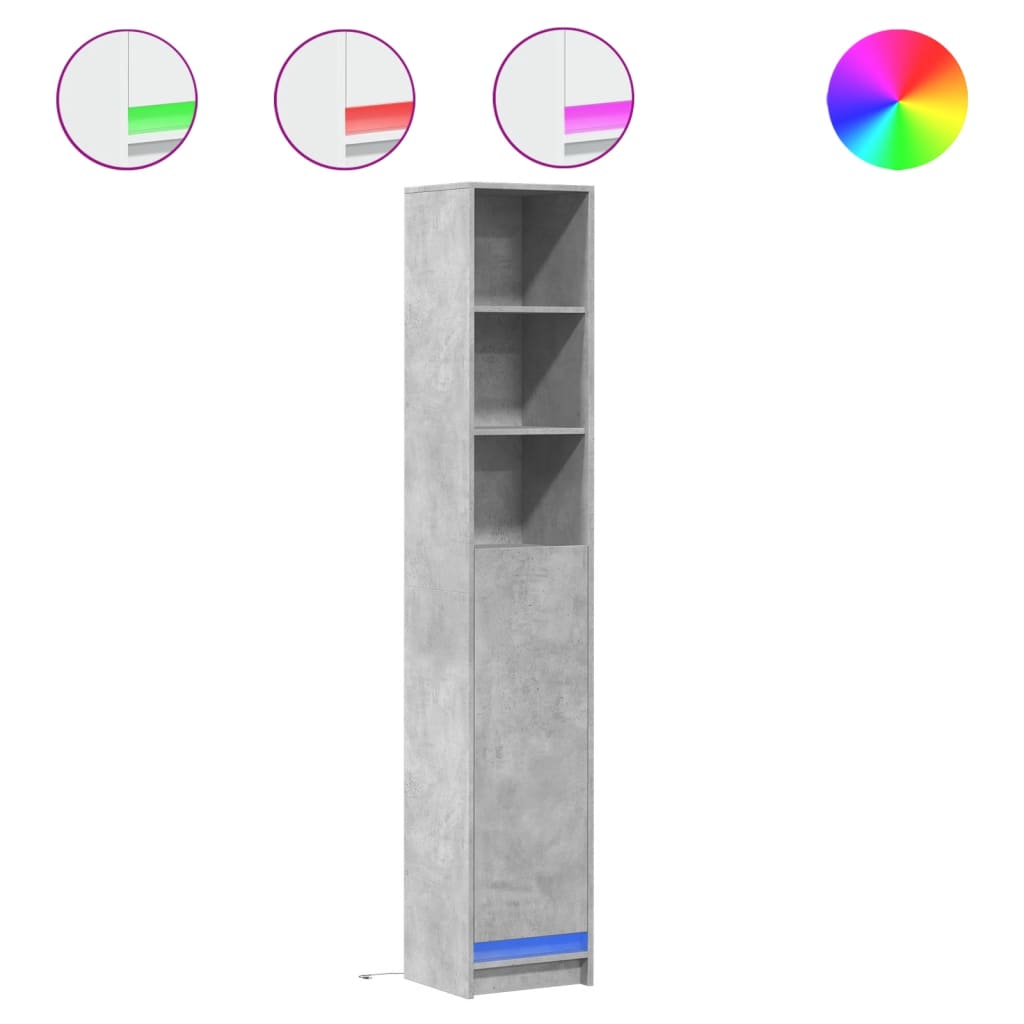Credenza con LED Grigio Cemento 36x32,5x200cm Legno Multistrato 852127