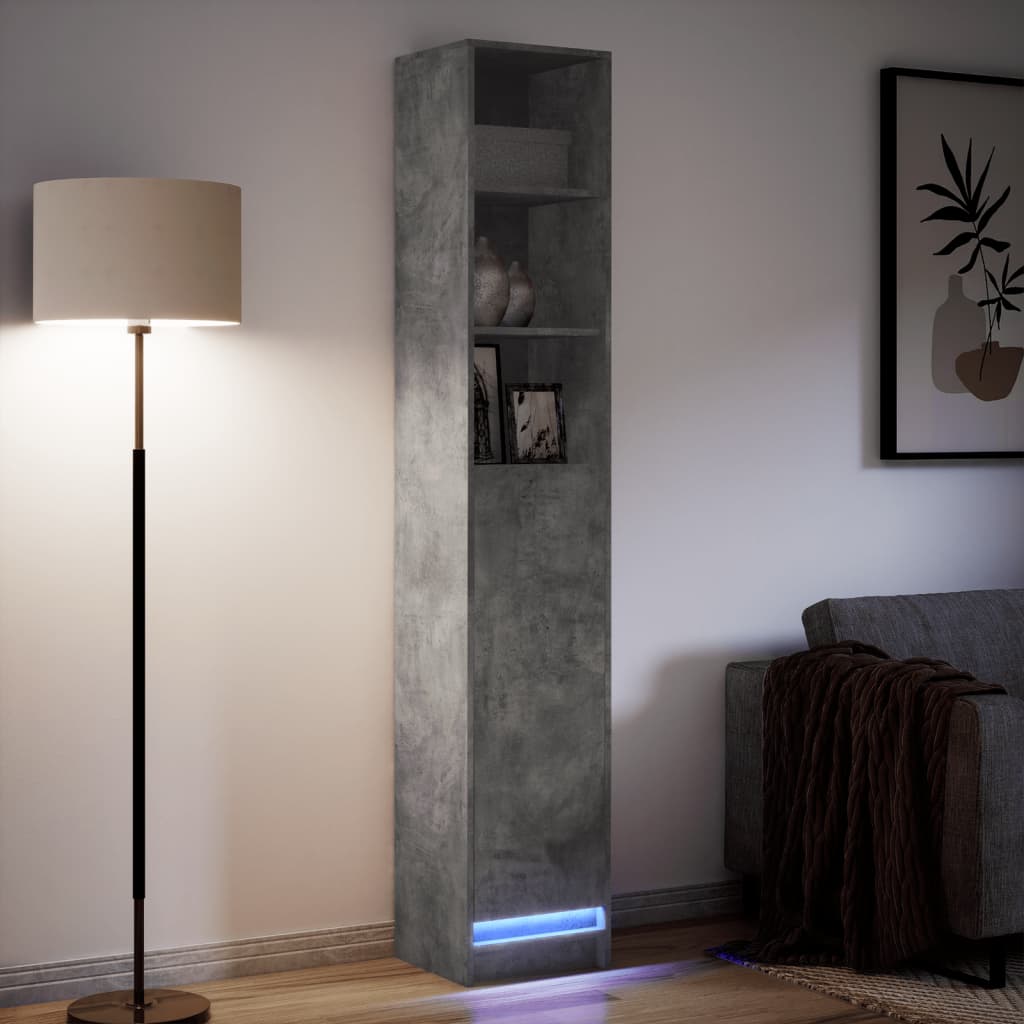 Credenza con LED Grigio Cemento 36x32,5x200cm Legno Multistrato 852127