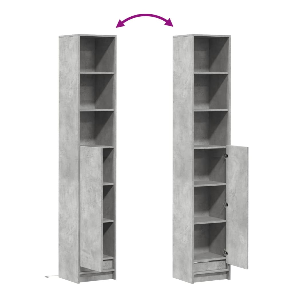 Credenza con LED Grigio Cemento 36x32,5x200cm Legno Multistrato 852127