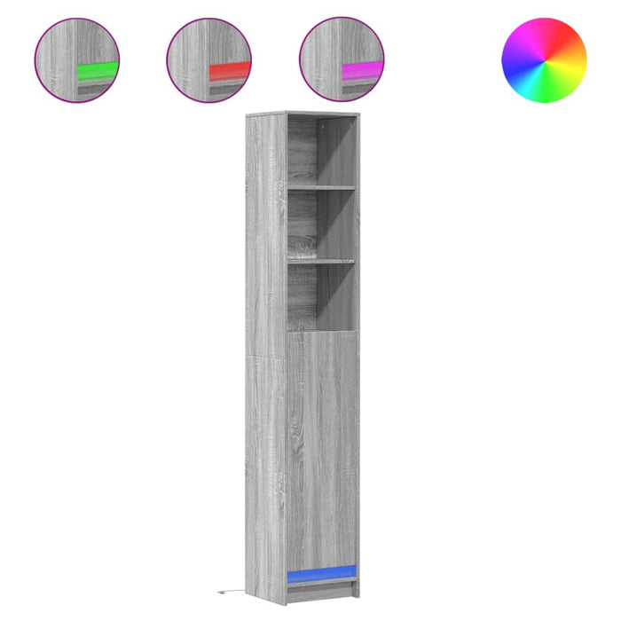 vidaXL Credenza con LED Grigio Sonoma 36x32,5x200 cm Legno Multistrato