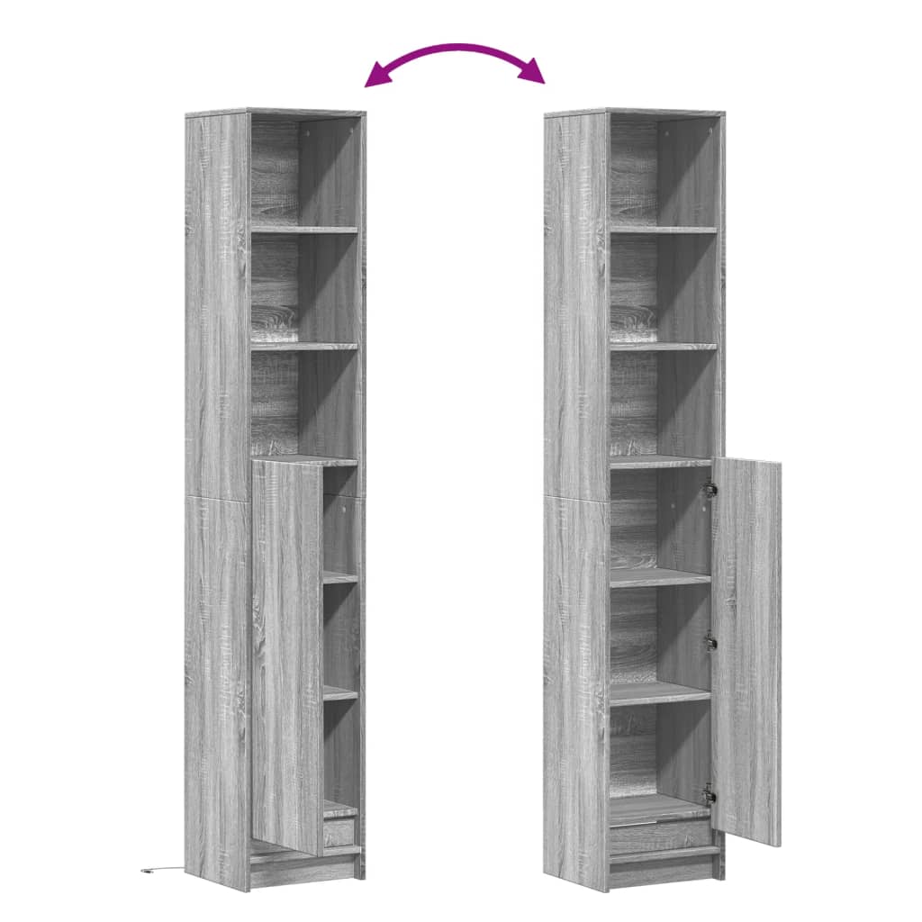 vidaXL Credenza con LED Grigio Sonoma 36x32,5x200 cm Legno Multistrato