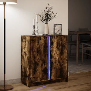 vidaXL Credenza con LED Rovere Fumo 77x34x85 cm in Legno Multistrato