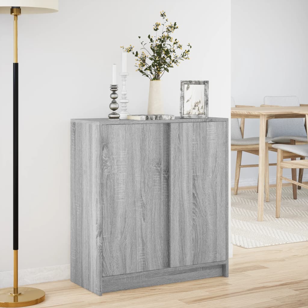 Credenza con LED Grigio Sonoma 77x34x85 cm in Legno Multistrato 852136