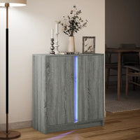 Credenza con LED Grigio Sonoma 77x34x85 cm in Legno Multistrato 852136