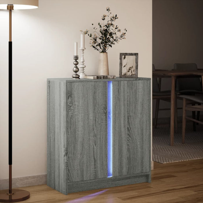 Credenza con LED Grigio Sonoma 77x34x85 cm in Legno Multistrato 852136