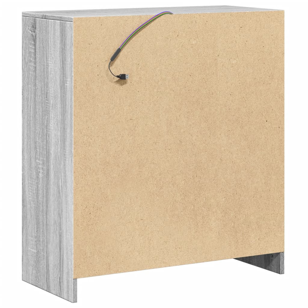 vidaXL Credenza con LED Grigio Sonoma 77x34x85 cm in Legno Multistrato