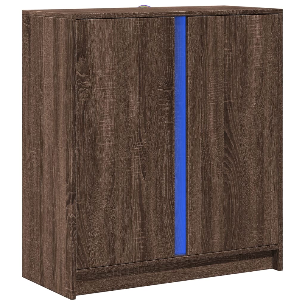 Credenza con LED Rovere Marrone 77x34x85 cm Legno Multistrato 852137