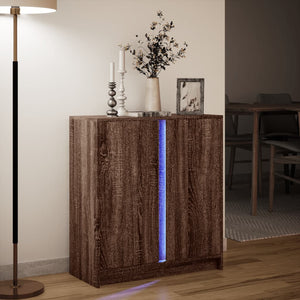 vidaXL Credenza con LED Rovere Marrone 77x34x85 cm Legno Multistrato