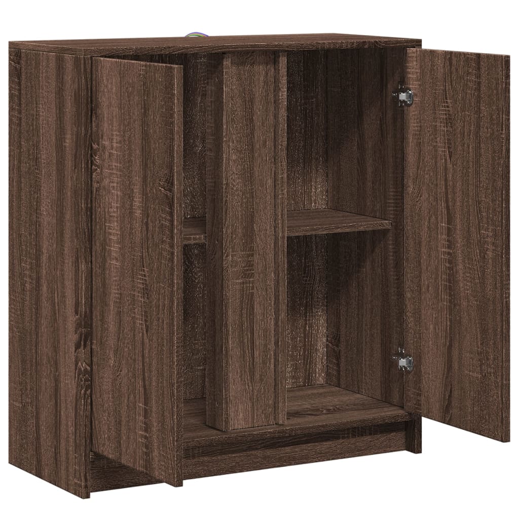 Credenza con LED Rovere Marrone 77x34x85 cm Legno Multistrato 852137