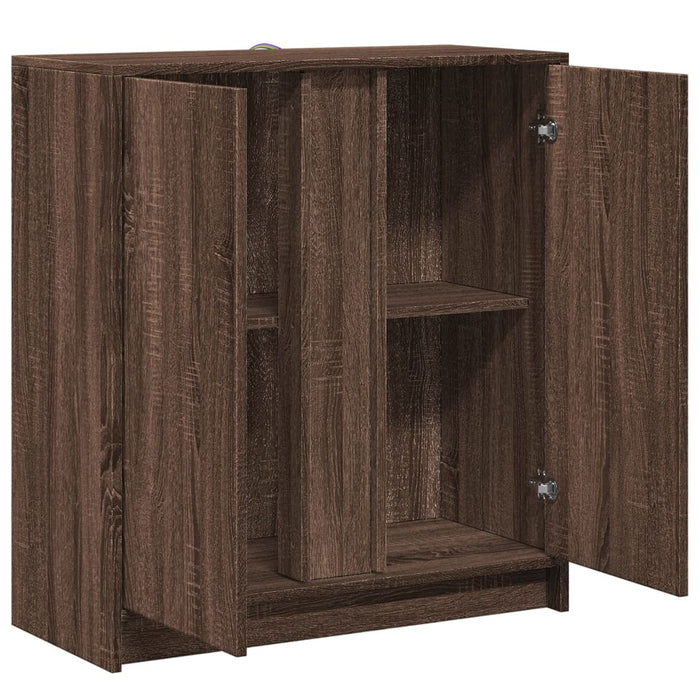 Credenza con LED Rovere Marrone 77x34x85 cm Legno Multistrato 852137