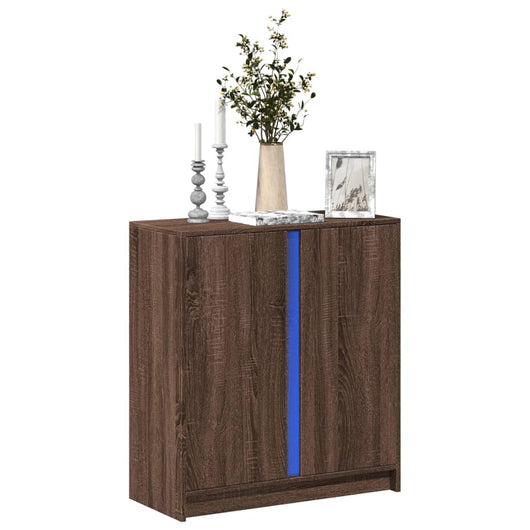 Credenza con LED Rovere Marrone 77x34x85 cm Legno Multistrato 852137