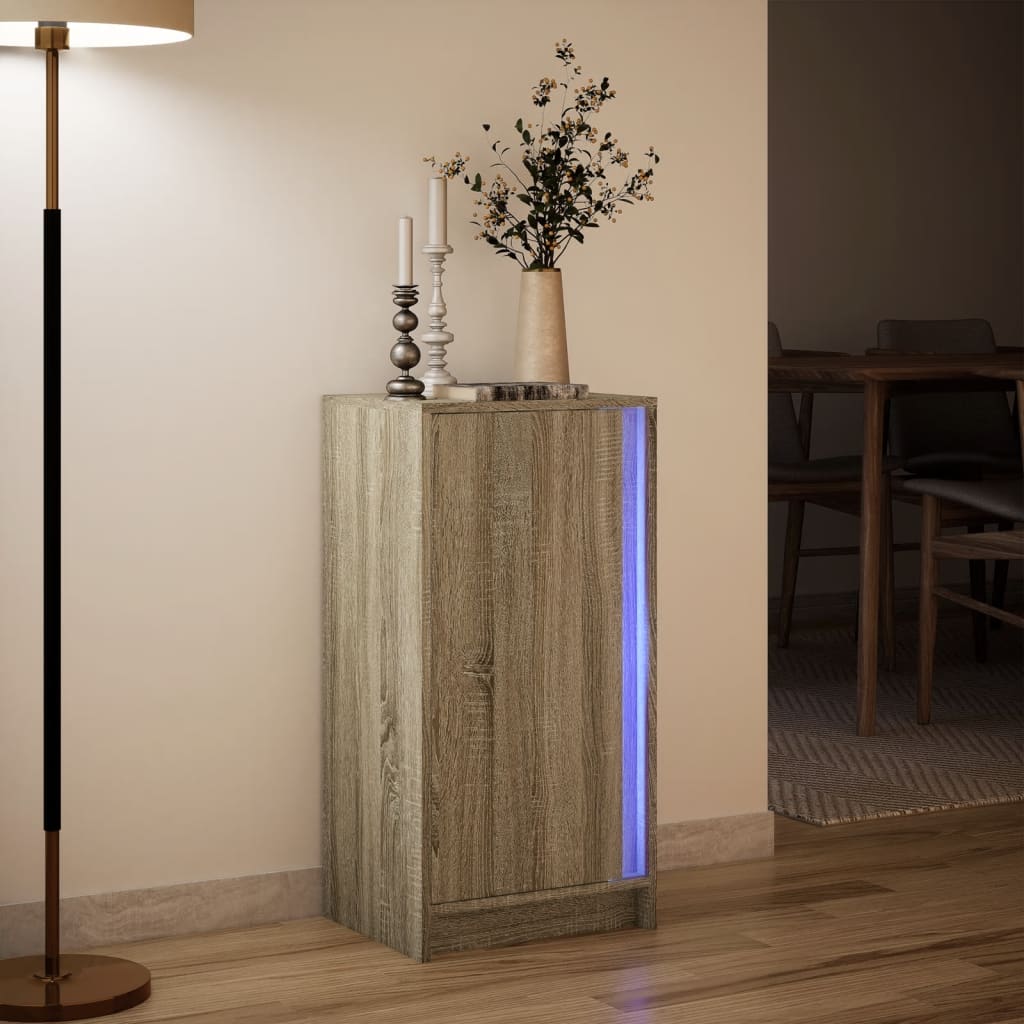 vidaXL Credenza con LED Rovere Sonoma 42,5x34x85 cm Legno Multistrato