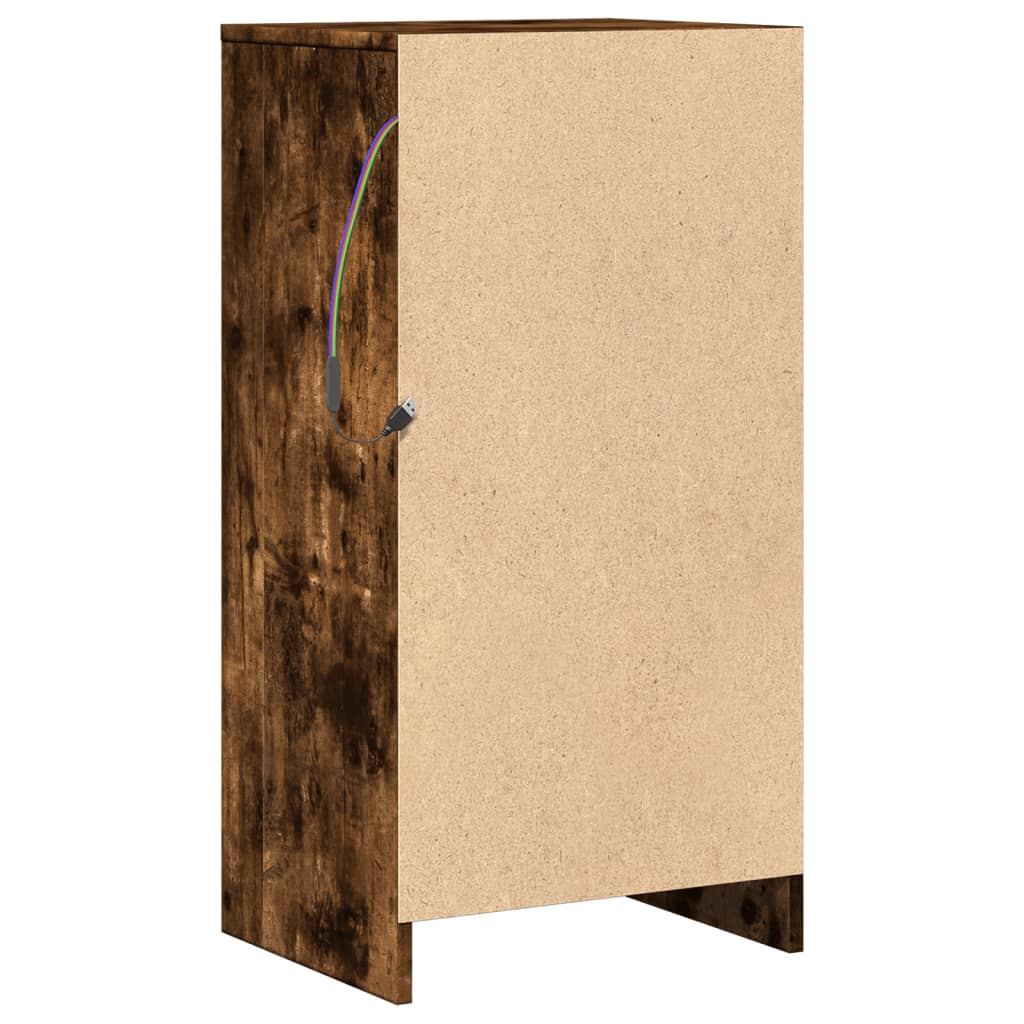Credenza con LED Rovere Fumo 42,5x34x85 cm in Legno Multistrato 852142