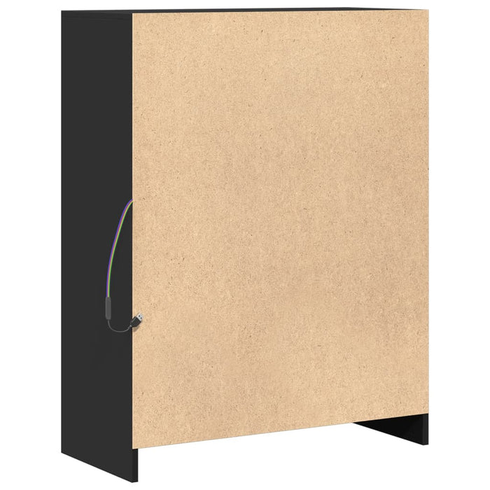 Credenza con LED Nera 77x34x100 cm in Legno Multistrato 852146
