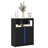 Credenza con LED Nera 77x34x100 cm in Legno Multistrato 852146