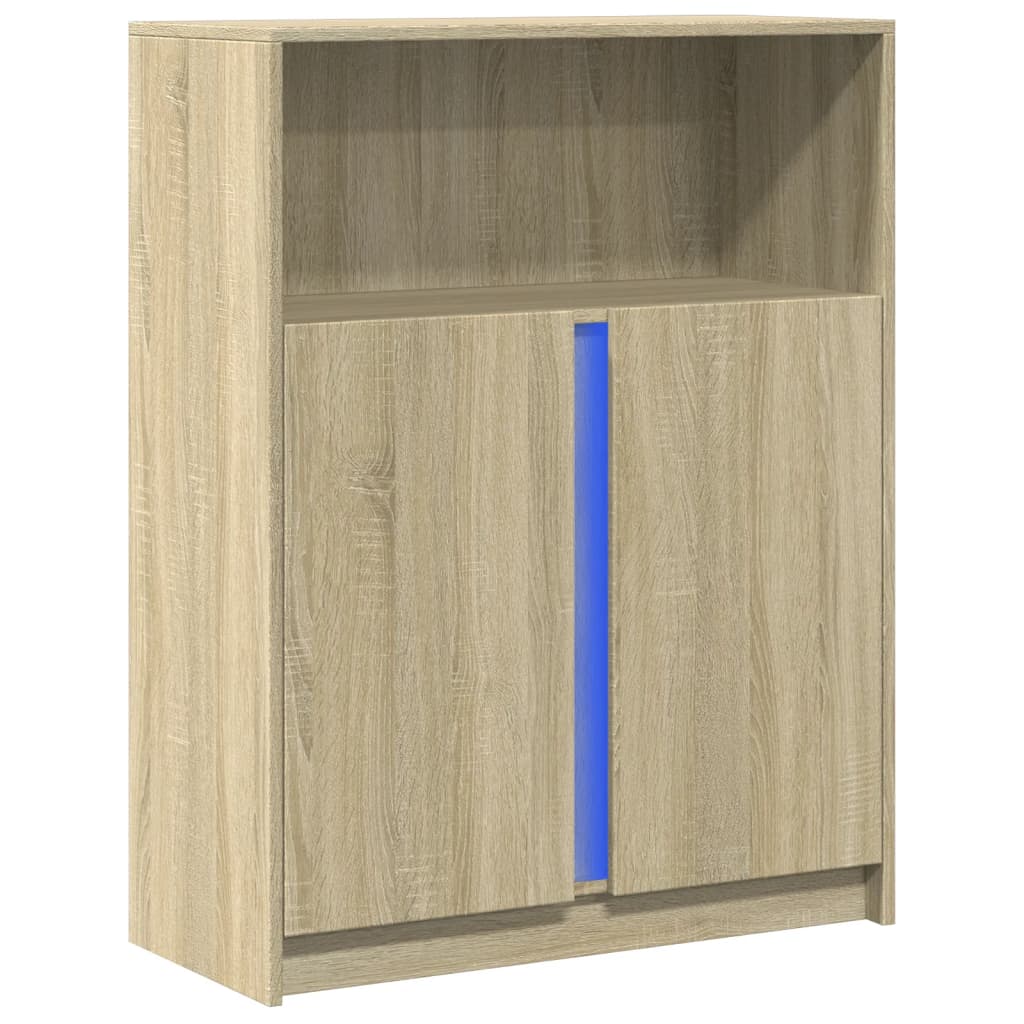 Credenza con LED Rovere Sonoma 77x34x100cm in Legno Multistrato