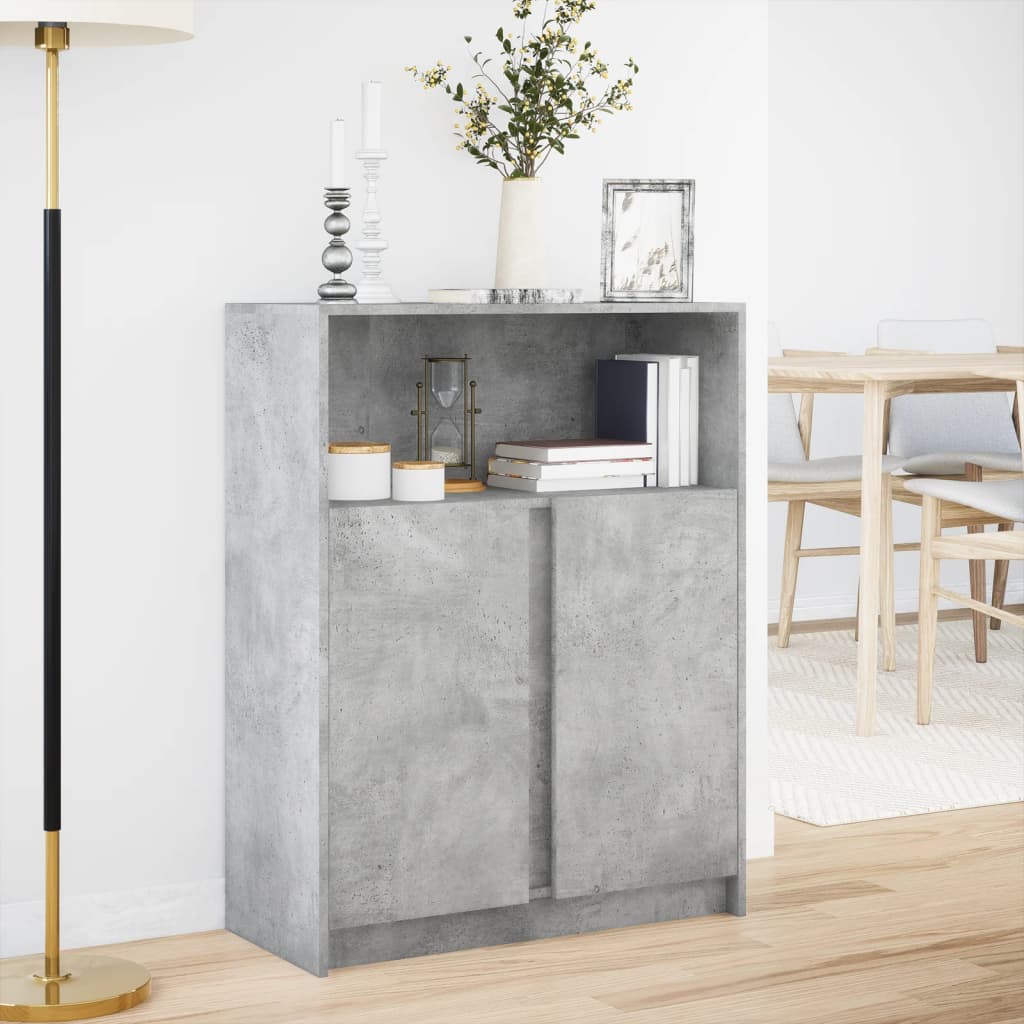 Credenza con LED Grigio Cemento 77x34x100 cm Legno Multistrato 852148