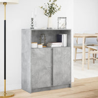 Credenza con LED Grigio Cemento 77x34x100 cm Legno Multistrato 852148